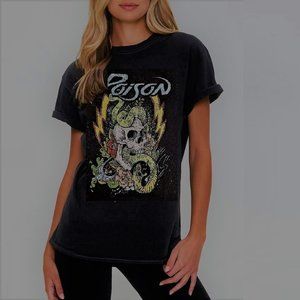 Poison Colored Tattoo Logo metal rock Official T-Shirt XS runs bigger NWT